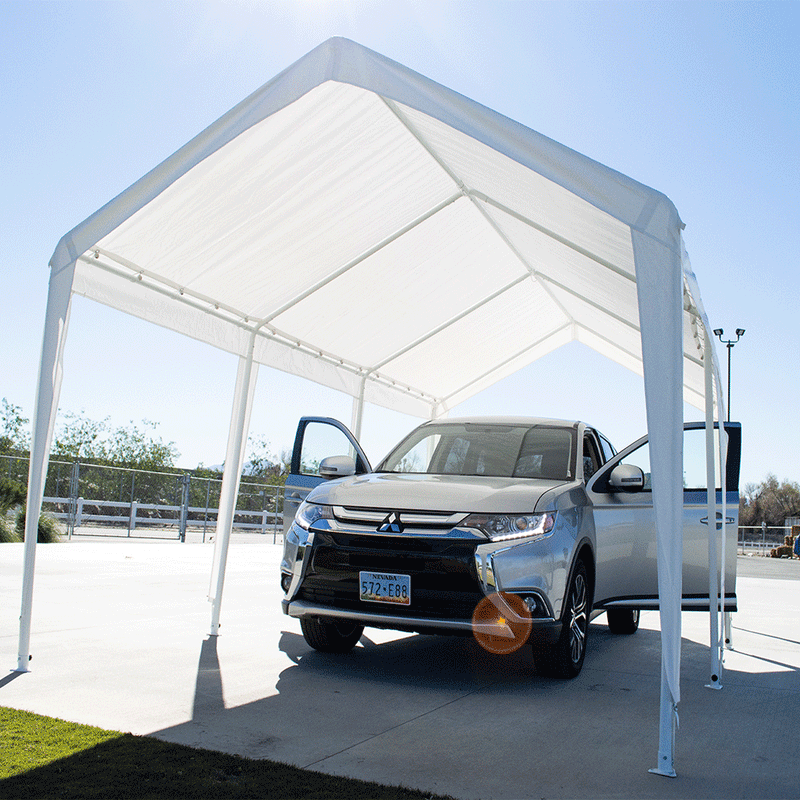 10x20 (8) Leg Portable Carport Outdoor Party Sun Shade Shelter - WHITE - Heavy Duty 2" Frame