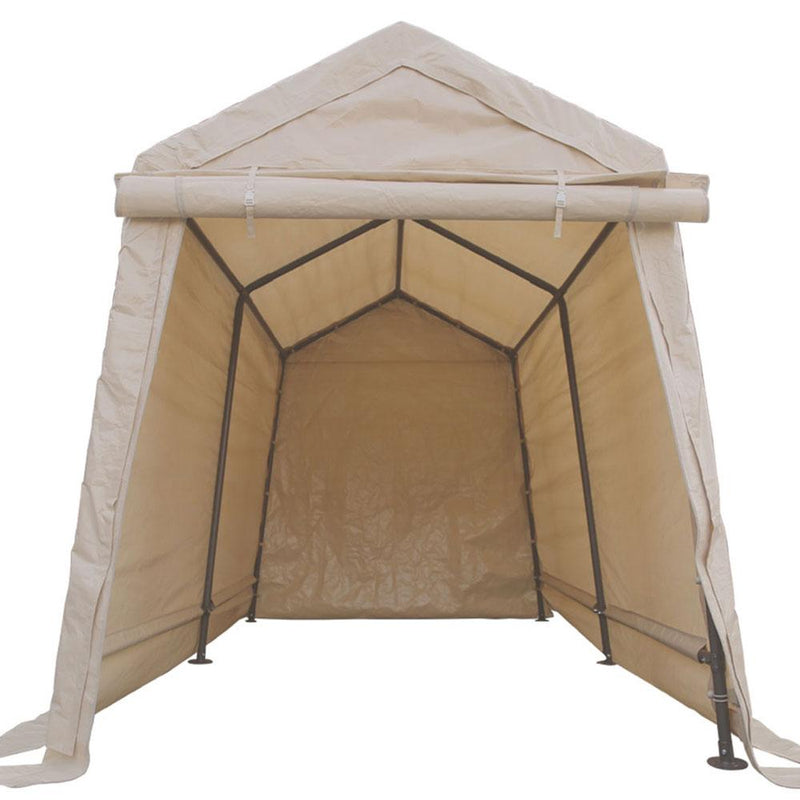 6x8 Portable Storage Shed - Motorcycle Cover - Lawnmower Shed - Tan