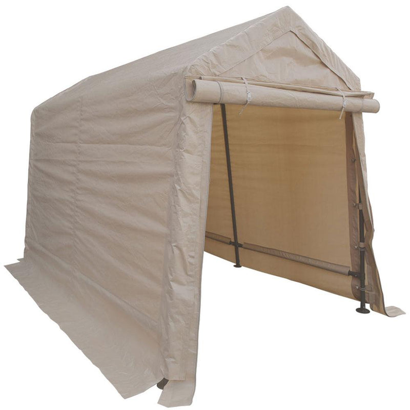 6x8 Portable Storage Shed - Motorcycle Cover - Lawnmower Shed - Tan
