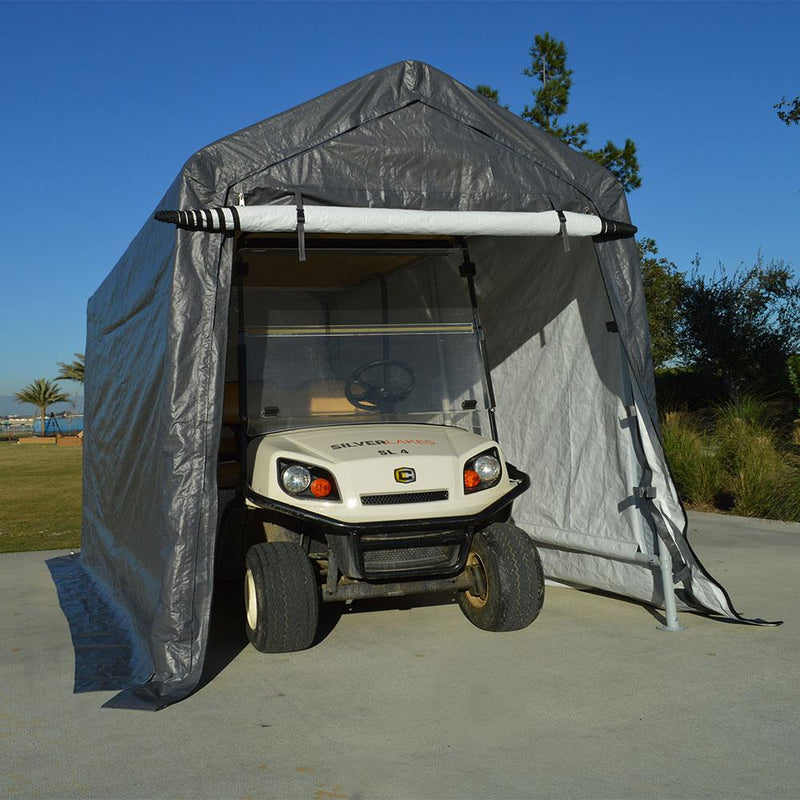 7x12 Portable Storage Shed - Motorcycle Cover - Lawnmower Shed - Gray