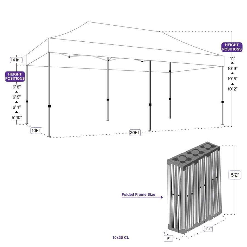 10X20 Heavy Duty Steel Pop up Canopy Tent Replacement Frame - CL