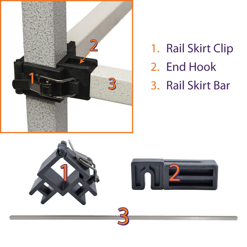 Ensemble de barres de rail de 10 'Rail Half Wall - Fits Impact CL Cadre ou taille carrée - 1 1/4 "