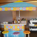 Custom Printed Portable Event Bar Set - Pop-Up Mobile Bar with Umbrella, Built-In Cooler & Stools