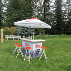 Custom Printed Portable Event Bar Set - Pop-Up Mobile Bar with Umbrella, Built-In Cooler & Stools