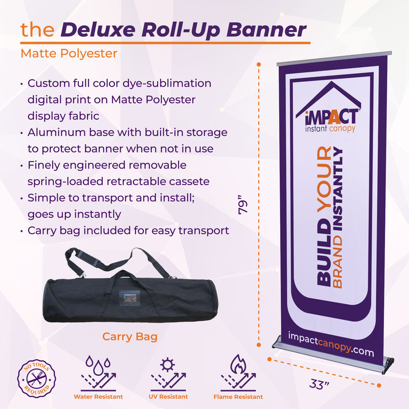 Custom Personalized Retractable Roll up Banner 33"x79" - Carry Bag Included