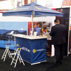 Custom Printed Portable Event Bar Set - Pop-Up Mobile Bar with Umbrella, Built-In Cooler & Stools