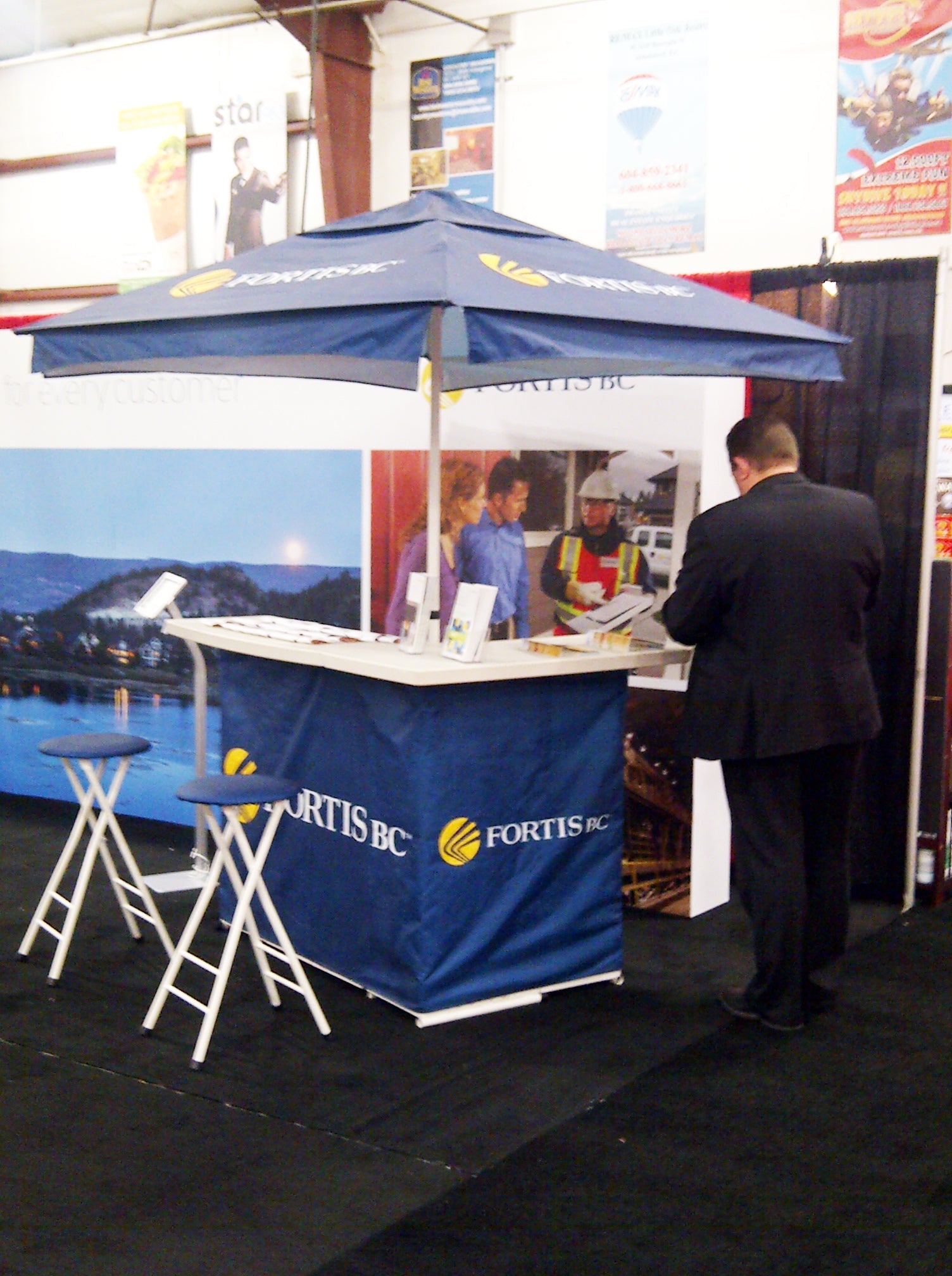 Custom Printed Portable Event Bar Set - Pop-Up Mobile Bar with Umbrella, Built-In Cooler & Stools