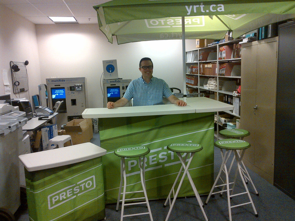 Custom Printed Portable Event Bar Set - Pop-Up Mobile Bar with Umbrella, Built-In Cooler & Stools
