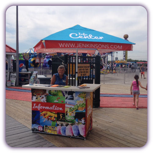 Custom Printed Portable Event Bar Set - Pop-Up Mobile Bar with Umbrella, Built-In Cooler & Stools
