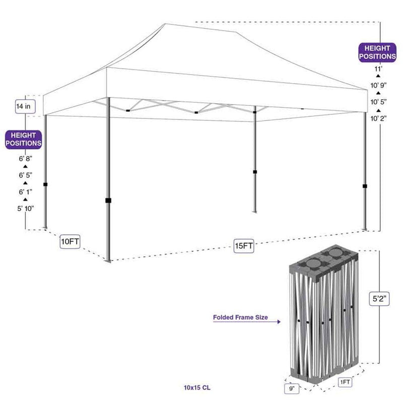 10x15 Cadre de remplacement de la tente à canopée en acier lourds - CL