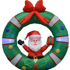 Inflatable Yard Christmas Decoration, Door Wreath with Santa Claus - 4' Round
