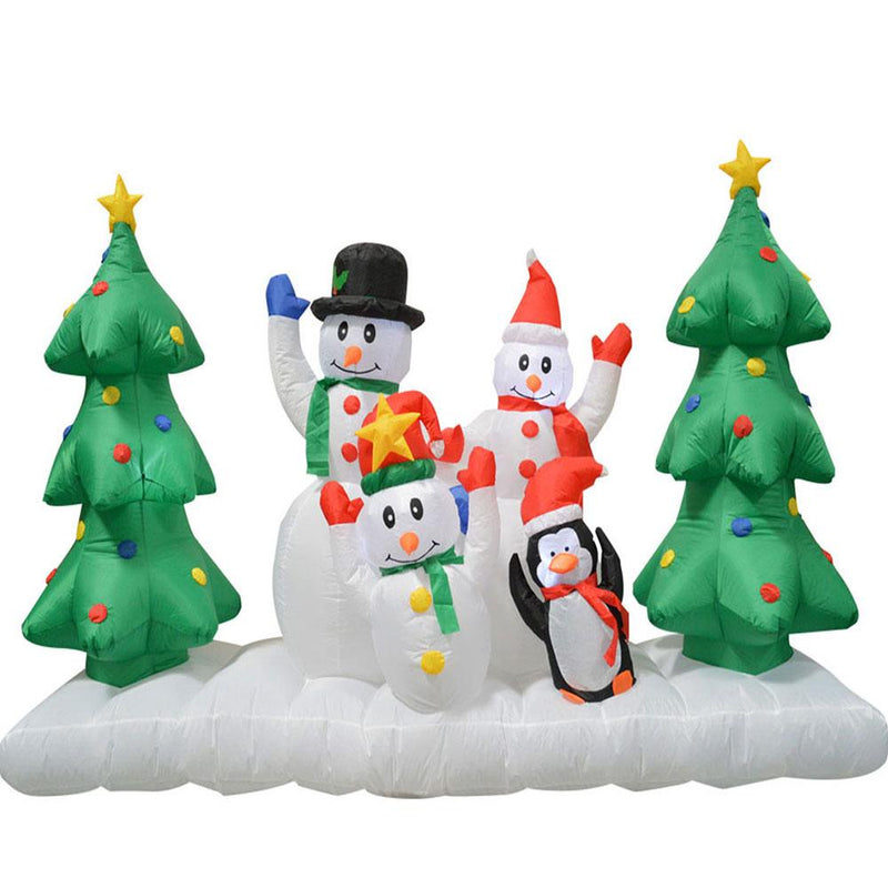 Inflatable Yard Christmas Decoration, Lighted Snowman Family, 8' Wide - 5' Tall