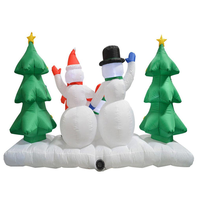 Inflatable Yard Christmas Decoration, Lighted Snowman Family, 8' Wide - 5' Tall
