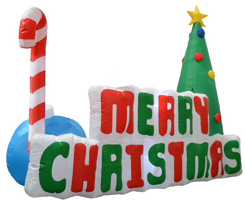 Inflatable Yard Christmas Decoration, Lighted Merry Christmas Sign 6' Long - 5' Tall