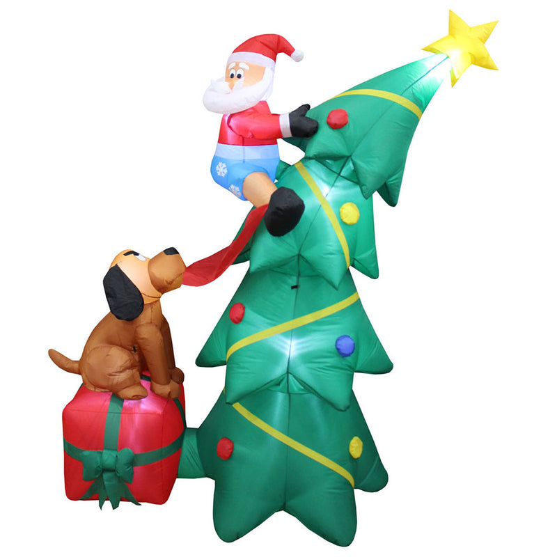Inflatable Yard Christmas Decoration, Christmas Tree with Dog - 6' Tall