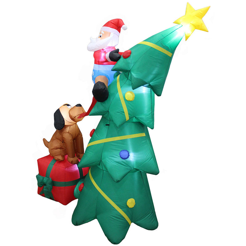 Décoration de Noël en cour gonflable, arbre de Noël avec chien - 6 'de haut