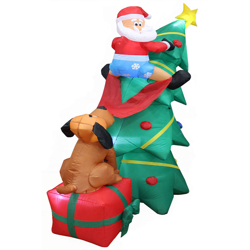 Inflatable Yard Christmas Decoration, Christmas Tree with Dog - 6' Tall