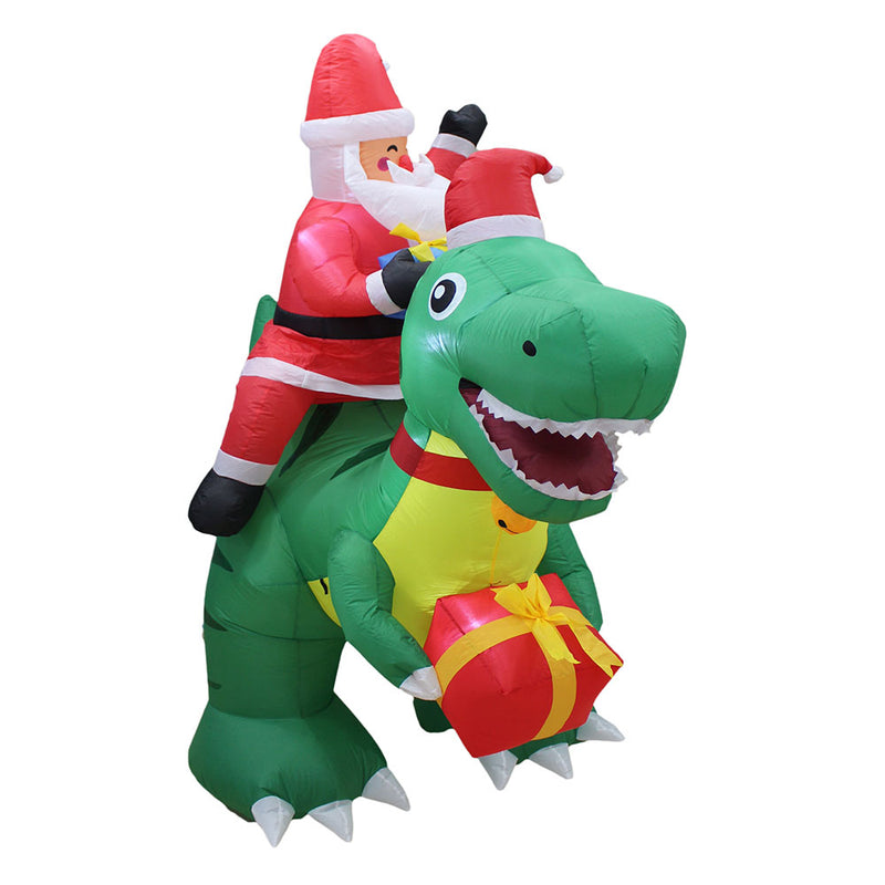Inflatable Yard Christmas Decoration, Santa on Dinosaur