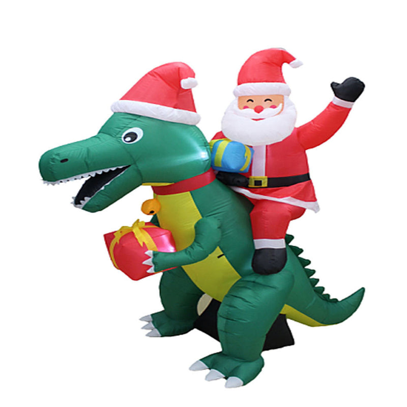 Inflatable Yard Christmas Decoration, Santa on Dinosaur