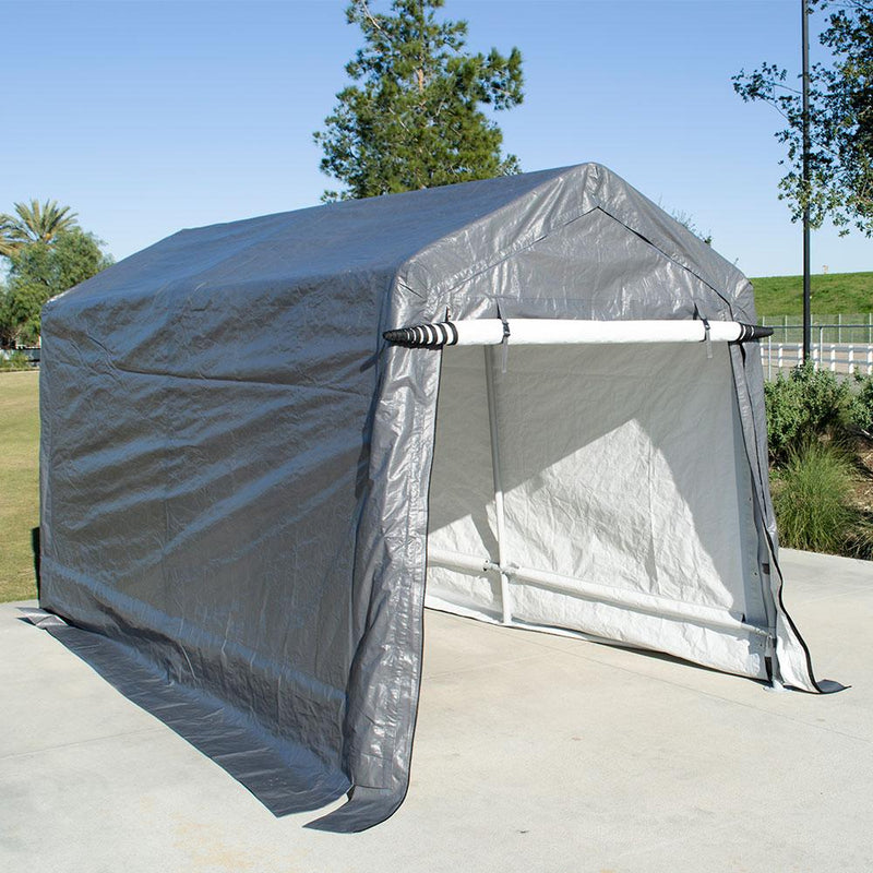 7x12 Hangar de stockage portable - Couverture de moto - Shed de latétique - Gray