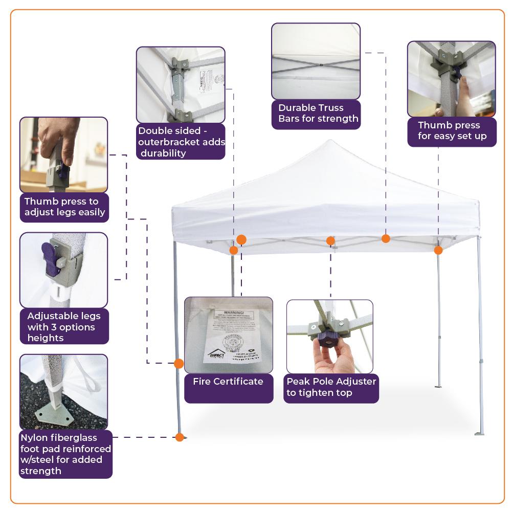 10x10 Pop up Canopy Tent Outdoor Market Canopy with Sidewalls / Weight Bags