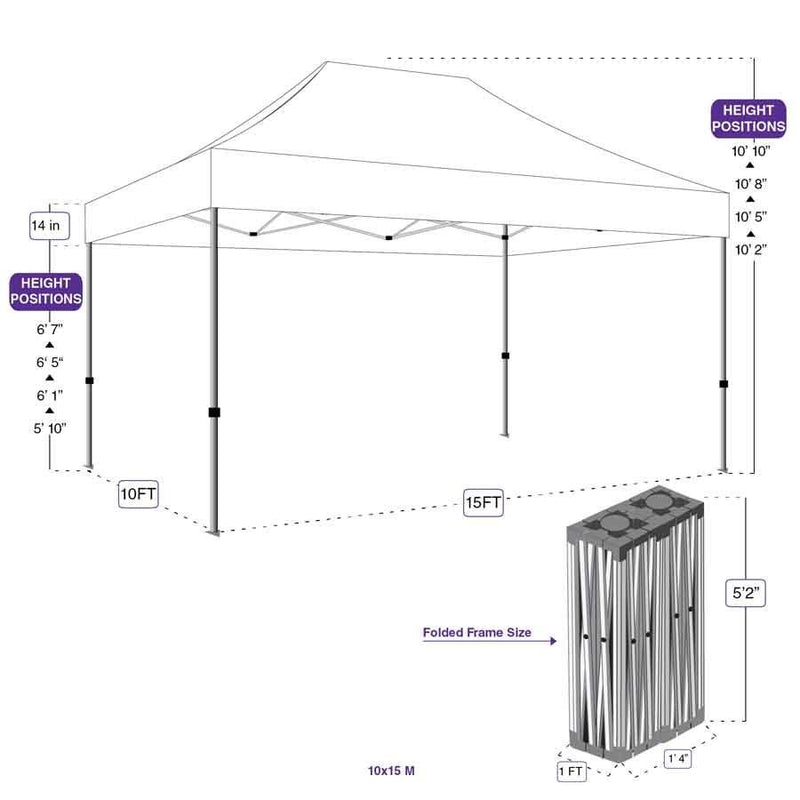 10X15 Super Duty Aluminum Pop up Canopy Tent Replacement Frame - M