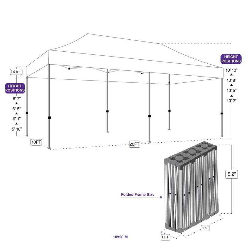10X20 Super Duty Aluminum Pop up Canopy Tent Replacement Frame - M