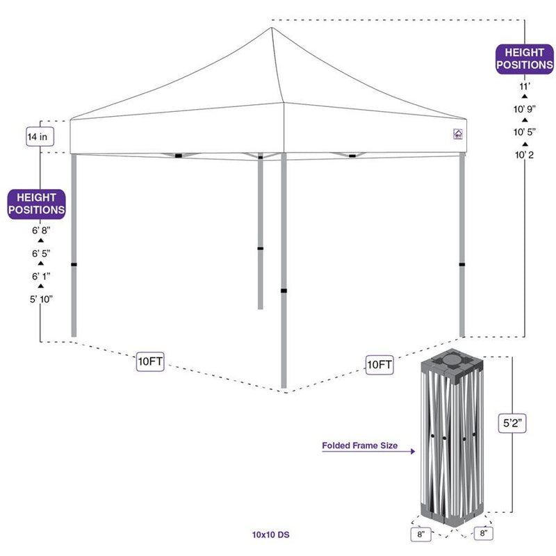 10x10 DS Market Tradeshow Booth Canopy Tent with Roller Bag