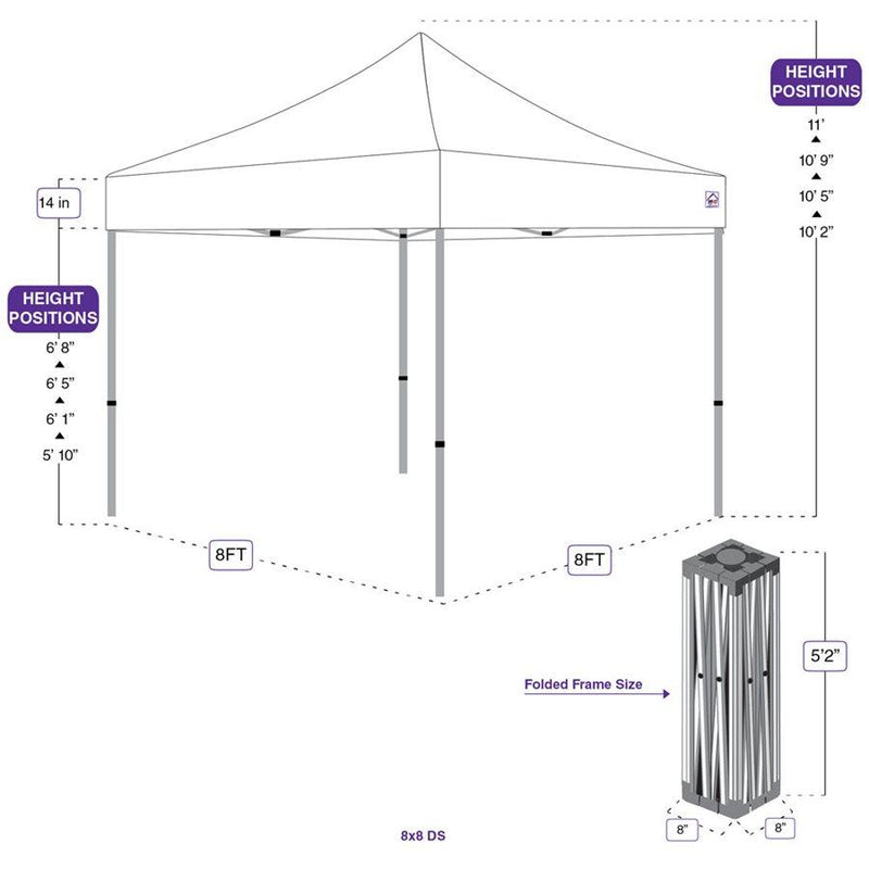 Tente de canopée pop-up de 8x8 en acier industriel - DS