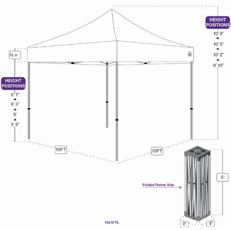 10x10 Tente de canopée pop-up en acier récréatif 10x10 avec enceinte de la pièce d'écran - TL