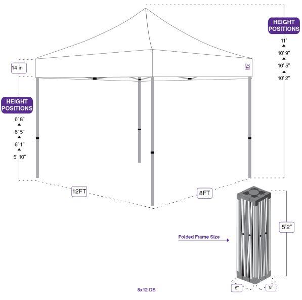 8X12 Industrial Steel Pop up Canopy Tent Replacement Frame - DS