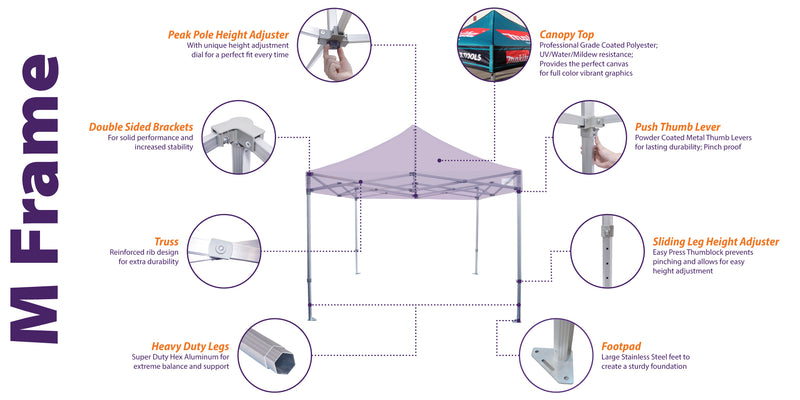 10x10 Super Duty en aluminium pop-up Cadre de remplacement de la tente de la canopée - M
