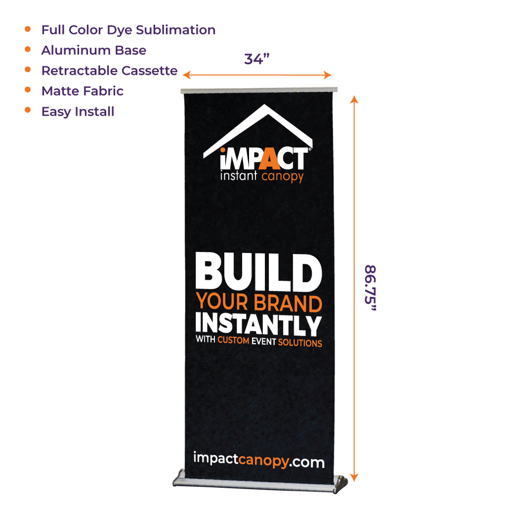 Custom Personalized Retractable Roll up Banner 33"x79" - Carry Bag Included