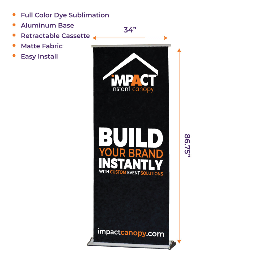 Custom Personalized Retractable Roll up Banner 33"x79" - Carry Bag Included